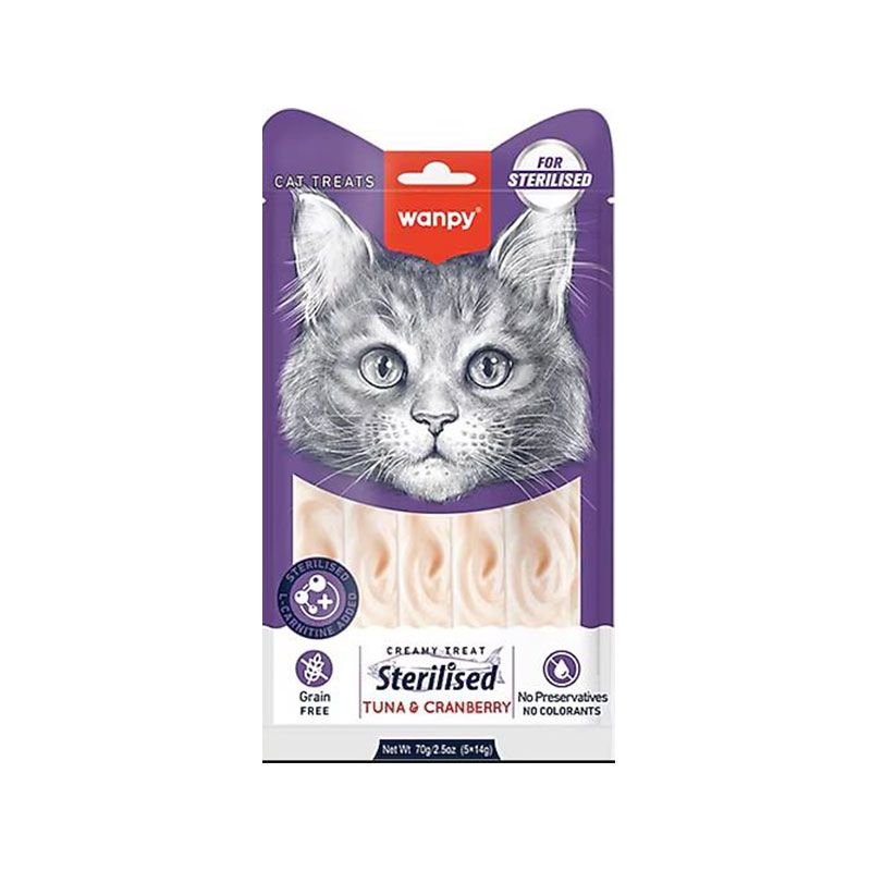 بستنی گربه ونپی مدل creamy treat sterilised طعم ماهی تن و کرنبری وزن 70 گرم