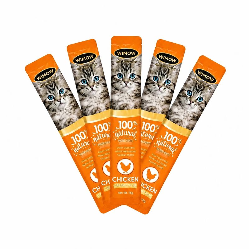 بستنی گربه ویموو مدل cat snacks طعم مرغ وزن 15 گرم بسته 5 عددی
