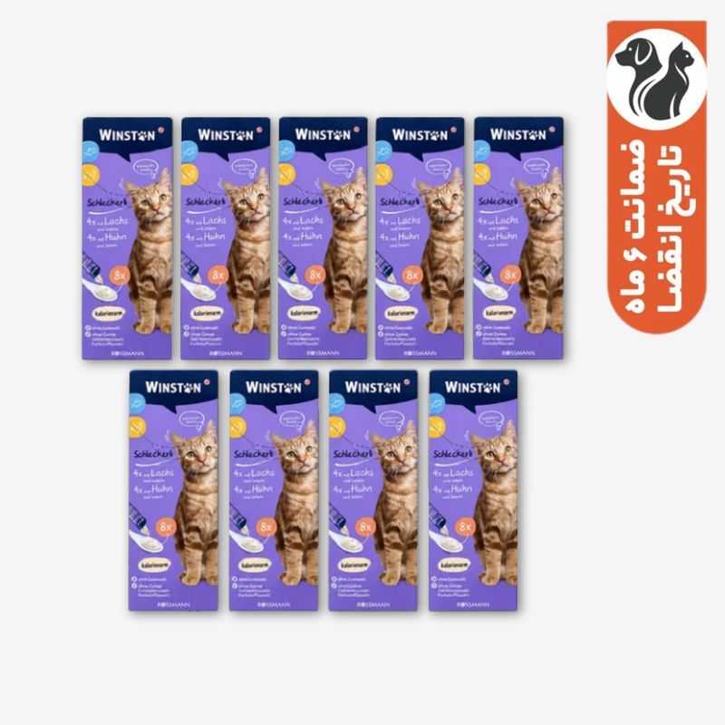 بستنی گربه وینستون مدل مرغ و ماهی وزن 120 گرم بسته 9 عددی