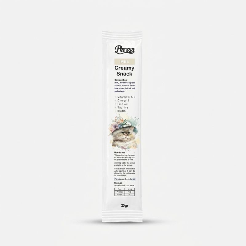بستنی گربه پرسا مدل creamy با طعم شیر وزن 20 گرم