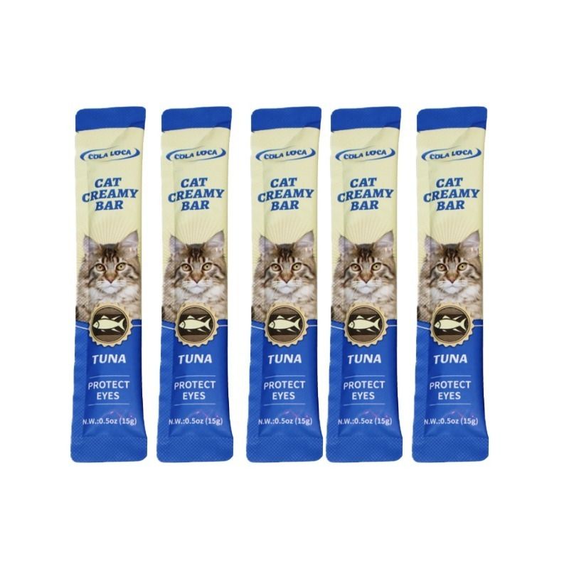 بستنی گربه کولا لوکا مدل creamy bar طعم ماهی تن بسته 5 عددی