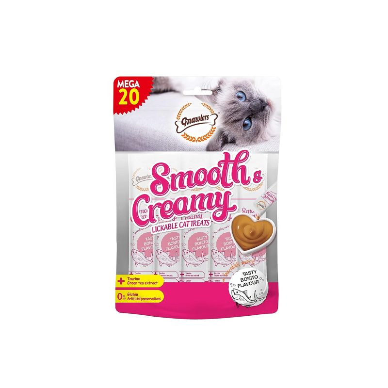بستنی گربه گناولرز مدل smooth creamy طعم ماهی بونیتو بسته 20 عددی
