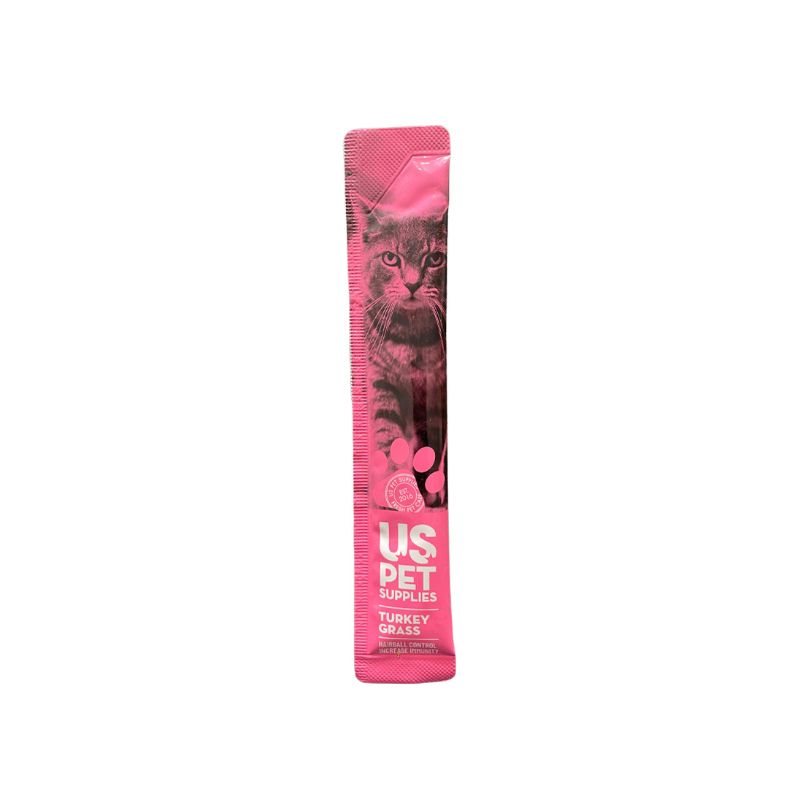 بستنی گربه یو اس پت مدل cream cat treats با طعم بوقلمون و علف گربه وزن 17 گرم