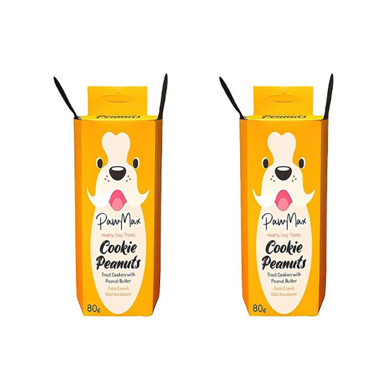 بیسکویت تشویقی سگ پاومکس مدل peanuts وزن 80 گرم بسته 2 عددی