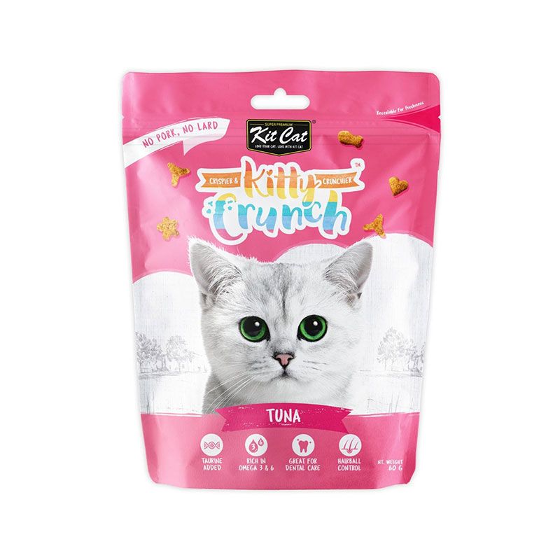 تشویقی بچه گربه کیت کت مدل kitty crunch طعم ماهی تن وزن 60 گرم