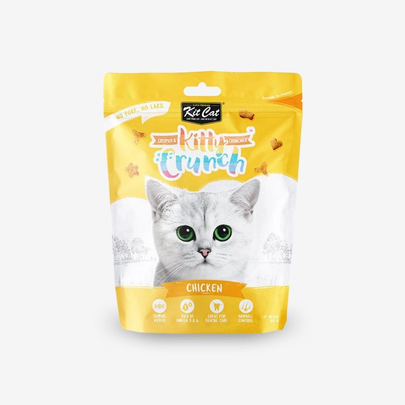 تشویقی بچه گربه کیت کت مدل kitty crunch طعم مرغ وزن 60 گرم