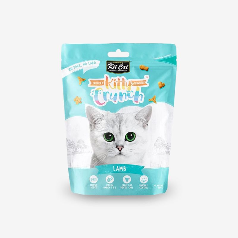 تشویقی بچه گربه کیت کت مدل kitty crunch طعم گوشت بره وزن ۶۰ گرم