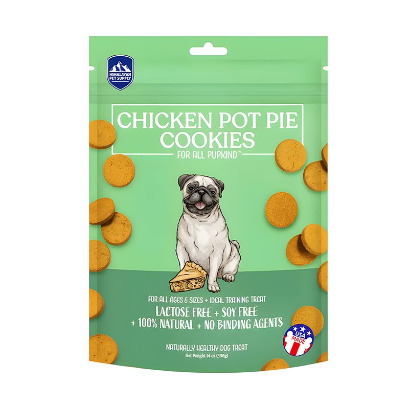 تشویقی بیسکوئیتی سگ هیمالین مدل pot pie cookies طعم پای مرغ وزن 396 گرم