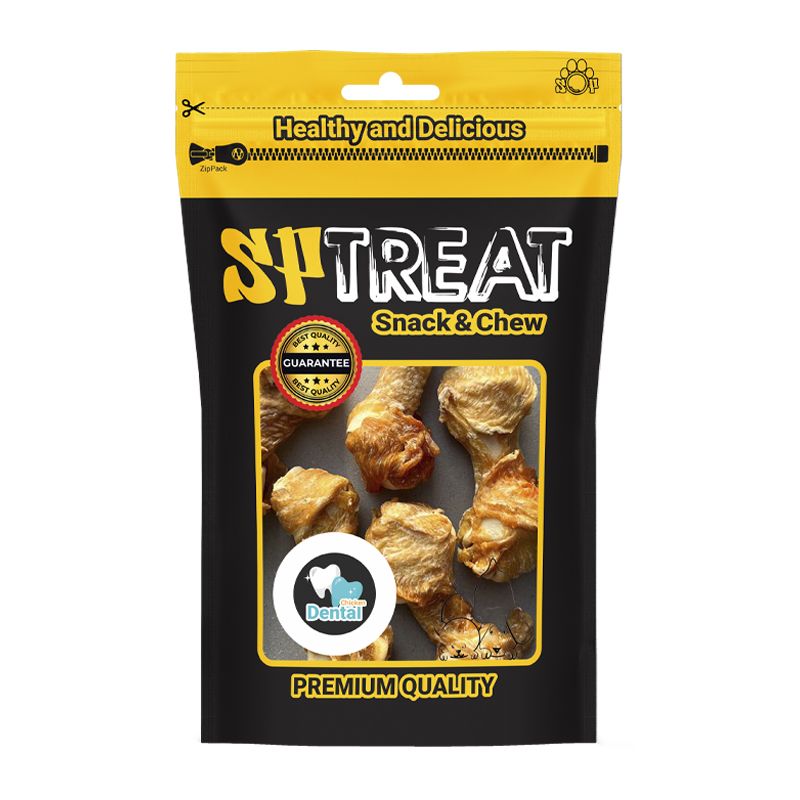 تشویقی سگ اس پی مدل chicken wrap knotted d190 وزن 100 گرم بسته 5 عددی
