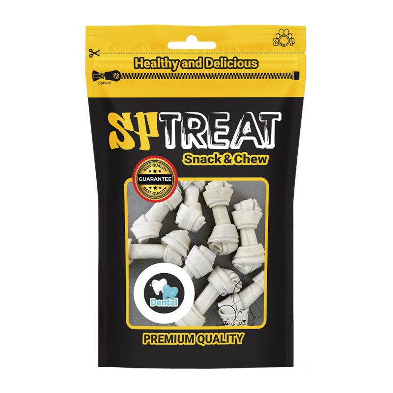 تشویقی سگ اس پی مدل knotted chewing d73 وزن 90 گرم بسته 8 عددی