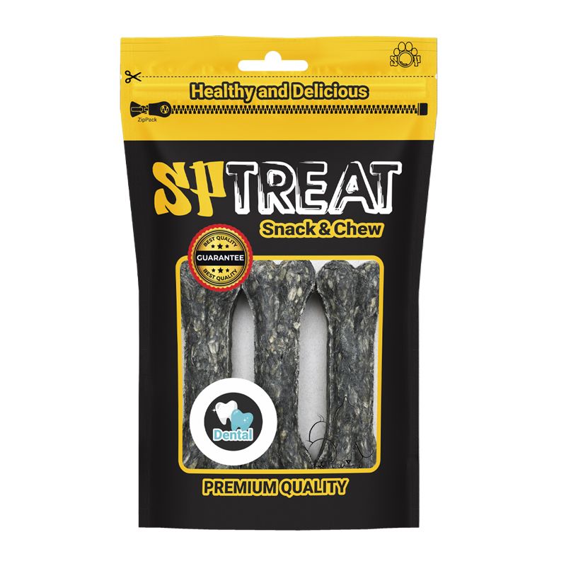 تشویقی سگ اس پی مدل munchy chewing charcoal d143 وزن 125 گرم بسته 3 عددی