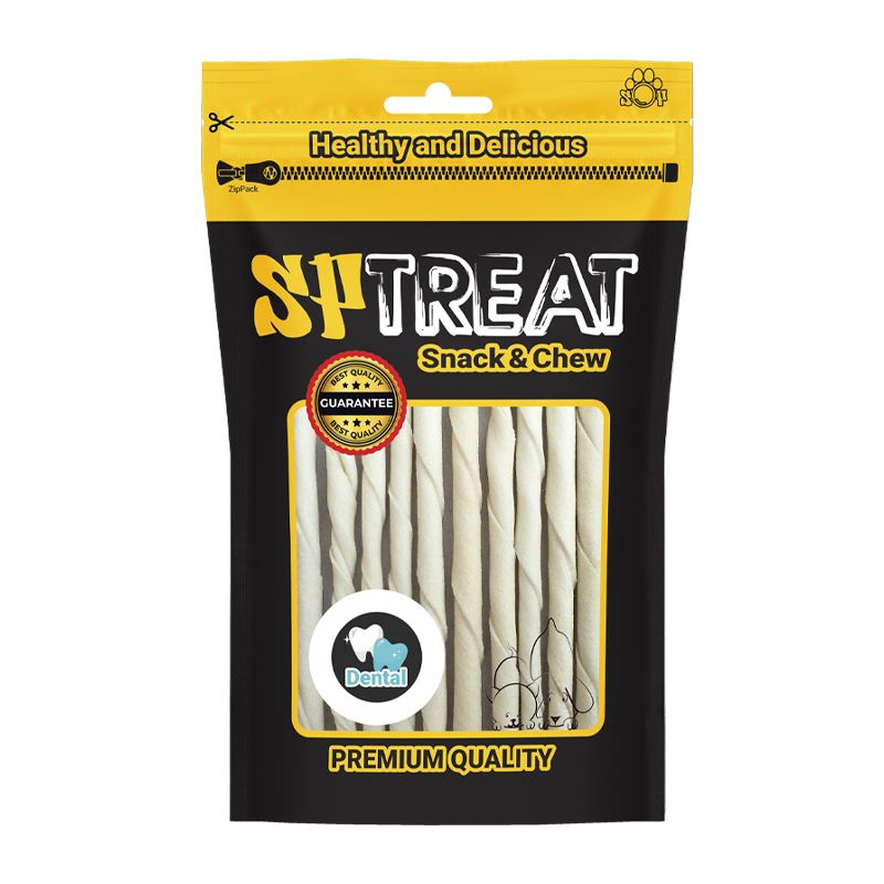تشویقی سگ اس پی مدل rawhide stick d155 وزن 85 گرم بسته 12 عددی