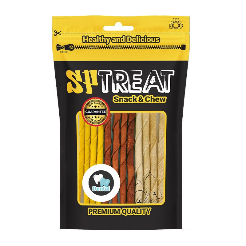تشویقی سگ اس پی مدل rawhide stick mix d159 وزن 90 گرم بسته 12 عددی