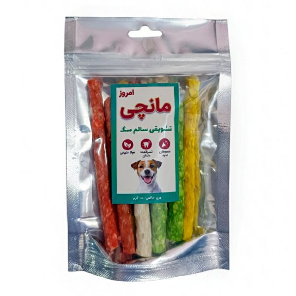 تشویقی سگ امروز مدل pt160 طعم مرغ گوشت گاو گوشت و سبزیجات وزن 100 گرم