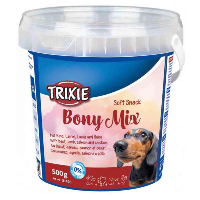 تشویقی سگ تریکسی مدل soft snack bony mix وزن 500 گرم