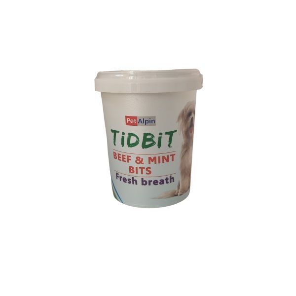 تشویقی سگ تیدبیت مدل beef & mint وزن 150 گرم