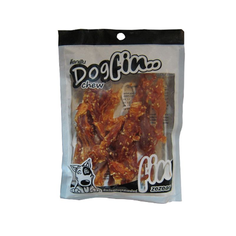 تشویقی سگ داگ فین مدل chiken fillet silce mix seame وزن 50 گرم