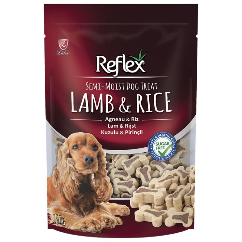 تشویقی سگ رفلکس مدل lamb and rice bones وزن 150 گرم