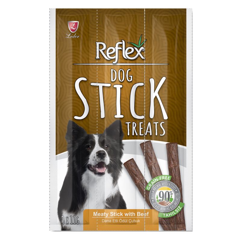 تشویقی سگ رفلکس مدل stick treats وزن 33 گرم مجموعه 3 عددی