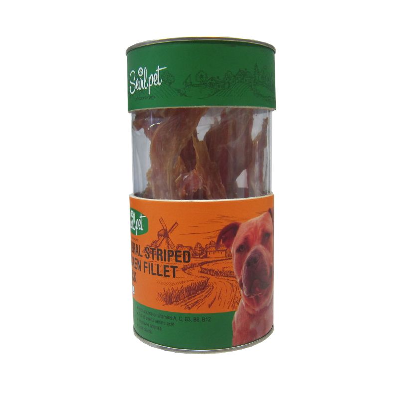 تشویقی سگ سویل پت مدل natural striped chicken fillet snack وزن 75 گرم