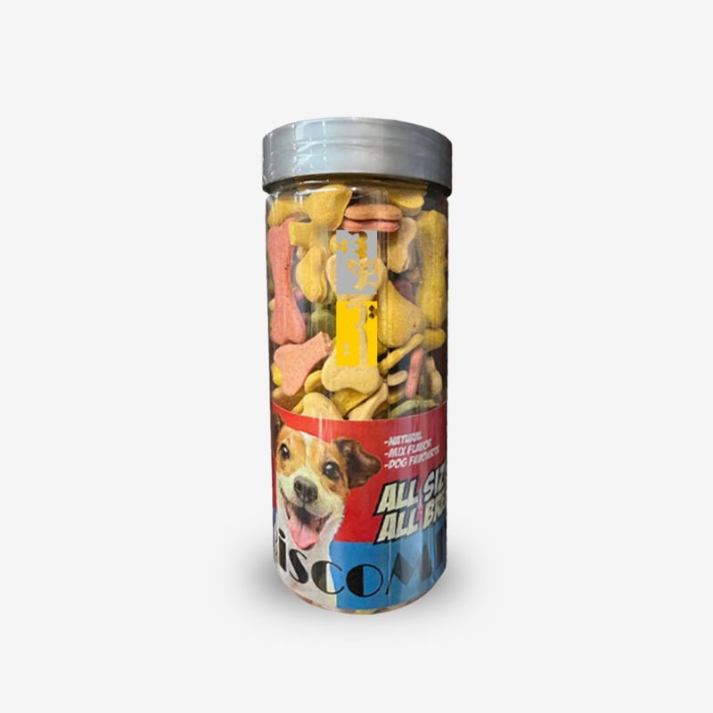 تشویقی سگ شهرپت مدل biscomix با طعم میکس طبیعی وزن ۲۲۰ گرم