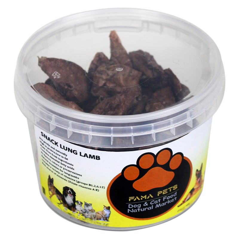 تشویقی سگ فاما پت مدل snack lung lambs وزن 100 گرم