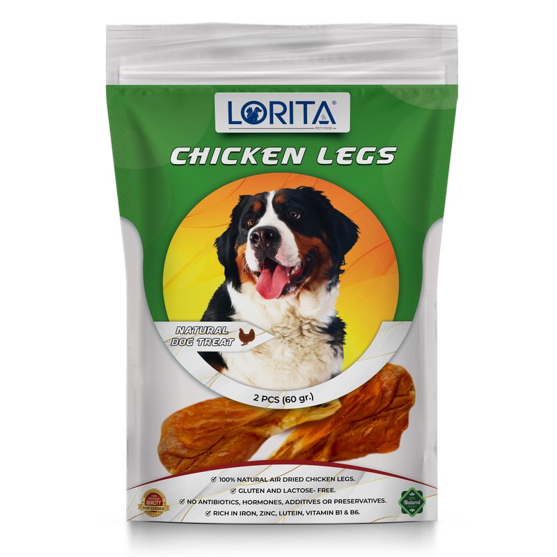 تشویقی سگ لوریتا مدل dried chicken legs وزن 60 گرم