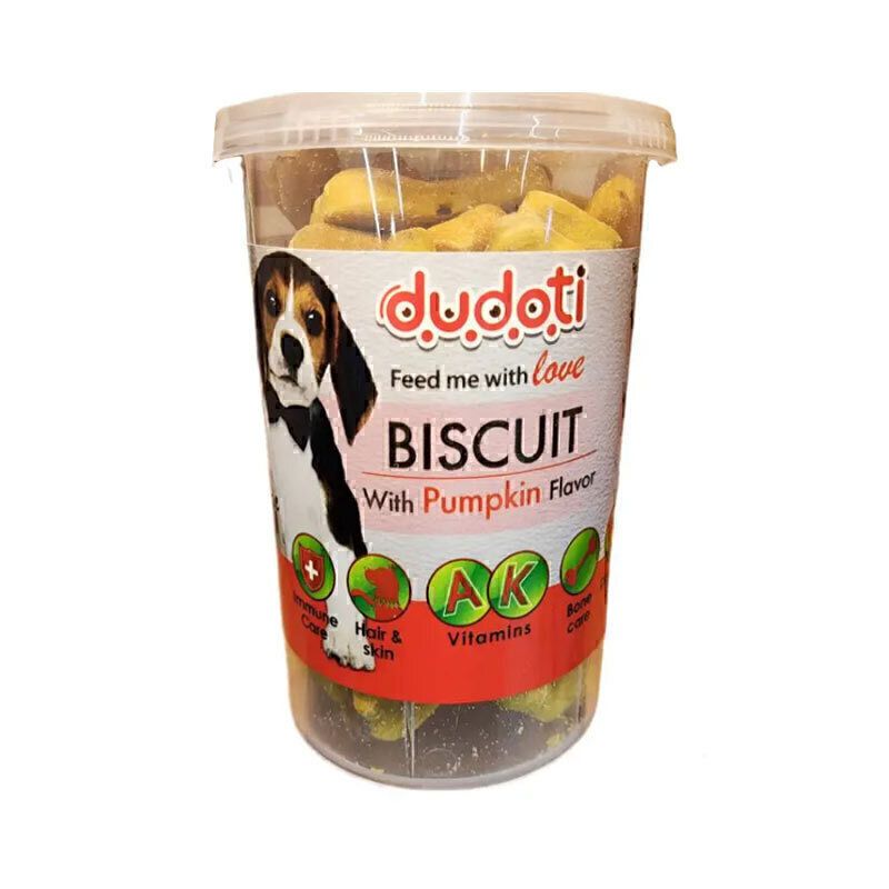 تشویقی سگ مدل treat biscuits with pumpkin با طعم کدو وزن 150 گرم