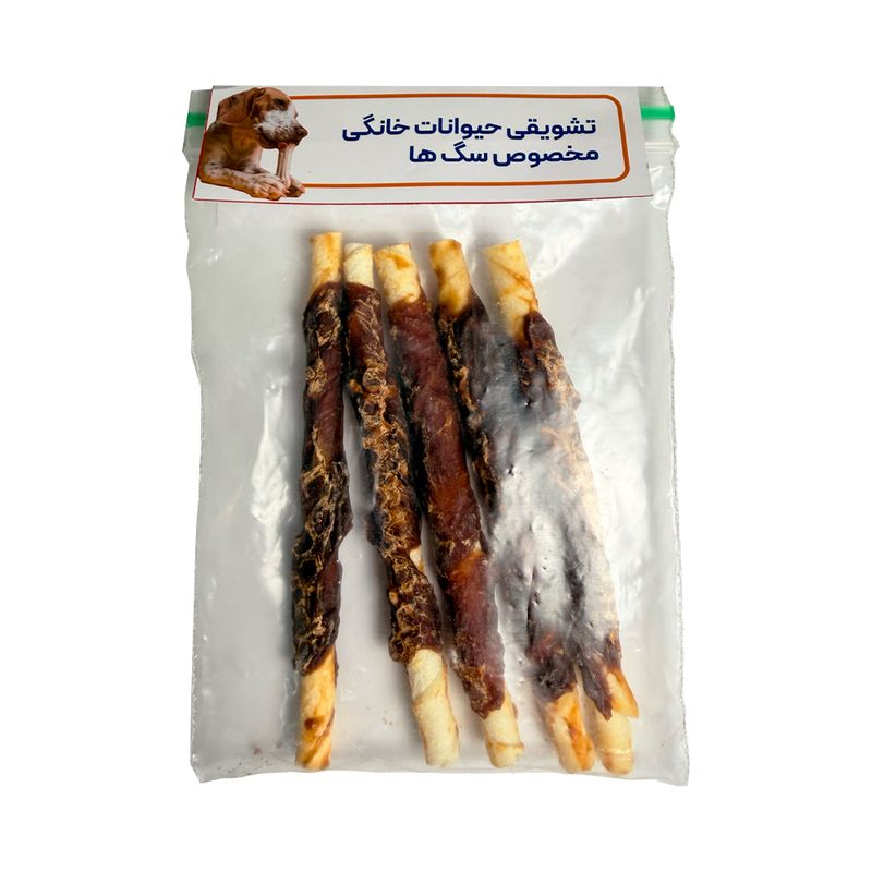 تشویقی سگ مدل دورپیچ گوشت طعم گوشت گاو وزن 60 گرم