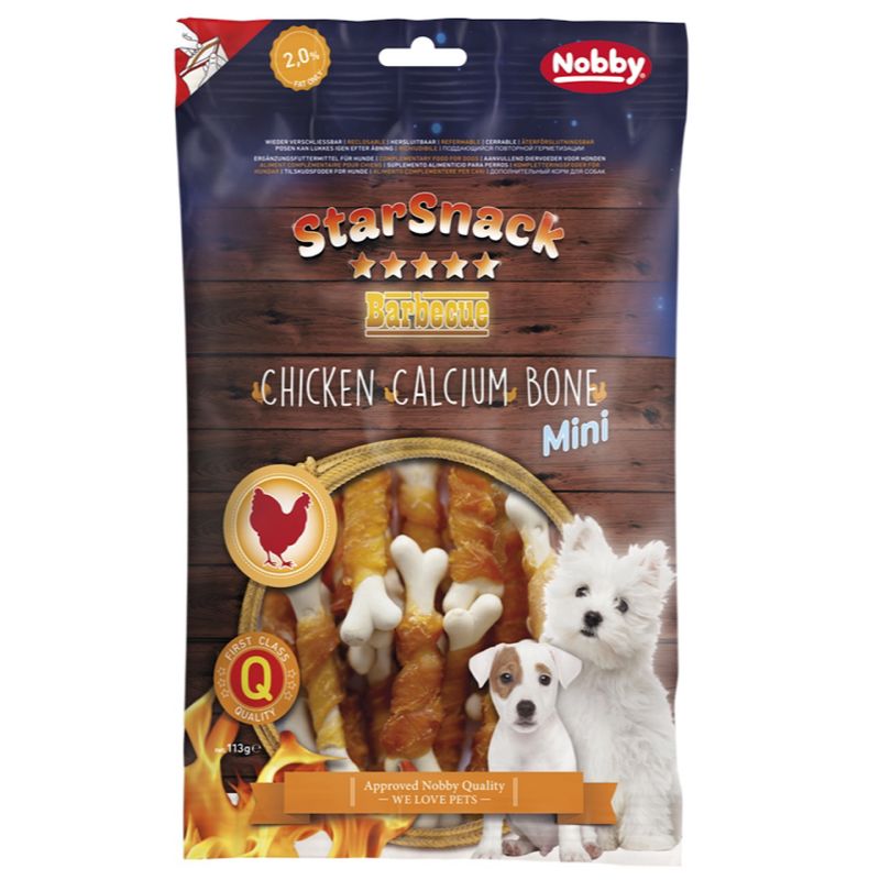 تشویقی سگ نوبی مدل starsnack chicken calcium bone mini وزن 113 گرم