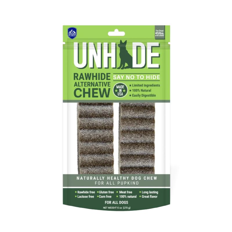تشویقی سگ نژاد متوسط هیمالین مدل unhide rawhide alternative chew medium طعم بادام زمینی وزن 170 گرم