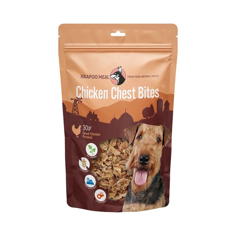 تشویقی سگ هاپومیل مدل نخودی سینه مرغ کد chicken chest bites وزن 30 گرم