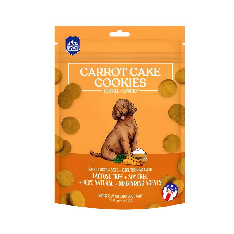 تشویقی سگ هیمالین مدل carrot cake cookies طعم کیک هویج وزن 396 گرم