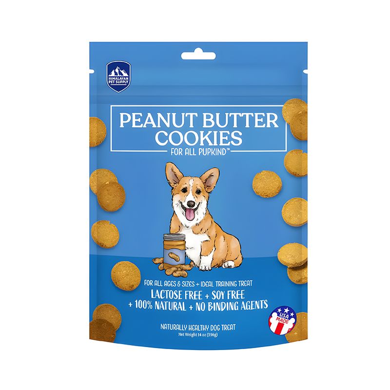 تشویقی سگ هیمالین مدل peanut butter cookies با طعم بادام زمینی وزن 396 گرم