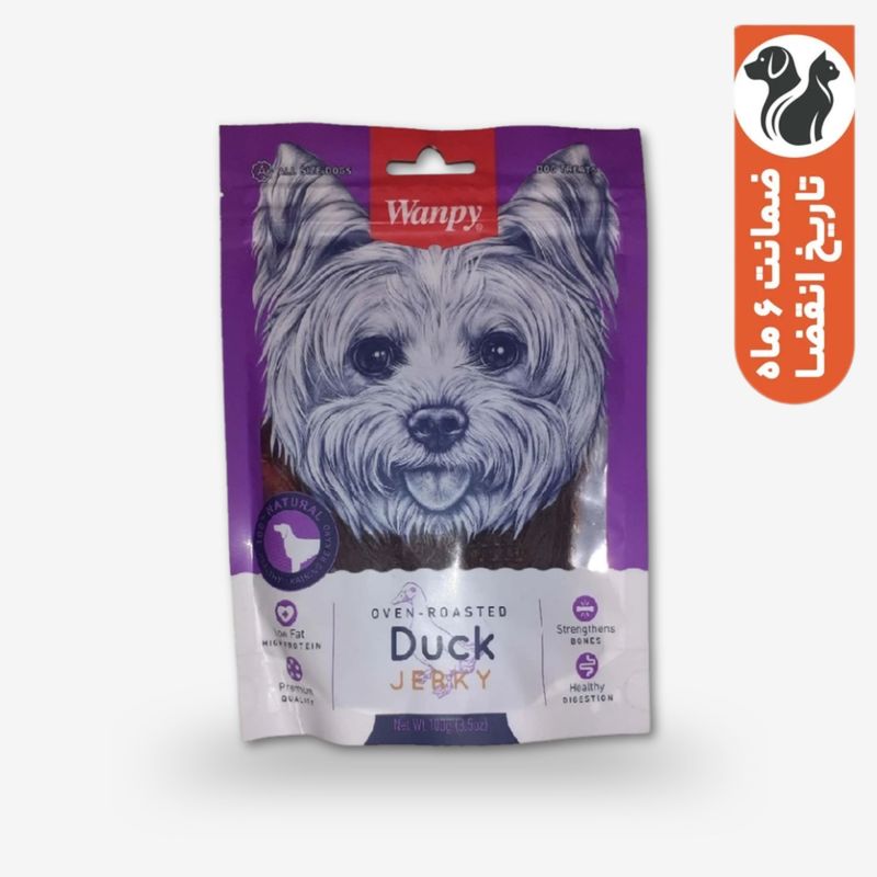 تشویقی سگ ونپی مدل duck jerky با طعم اردک وزن 100 گرم