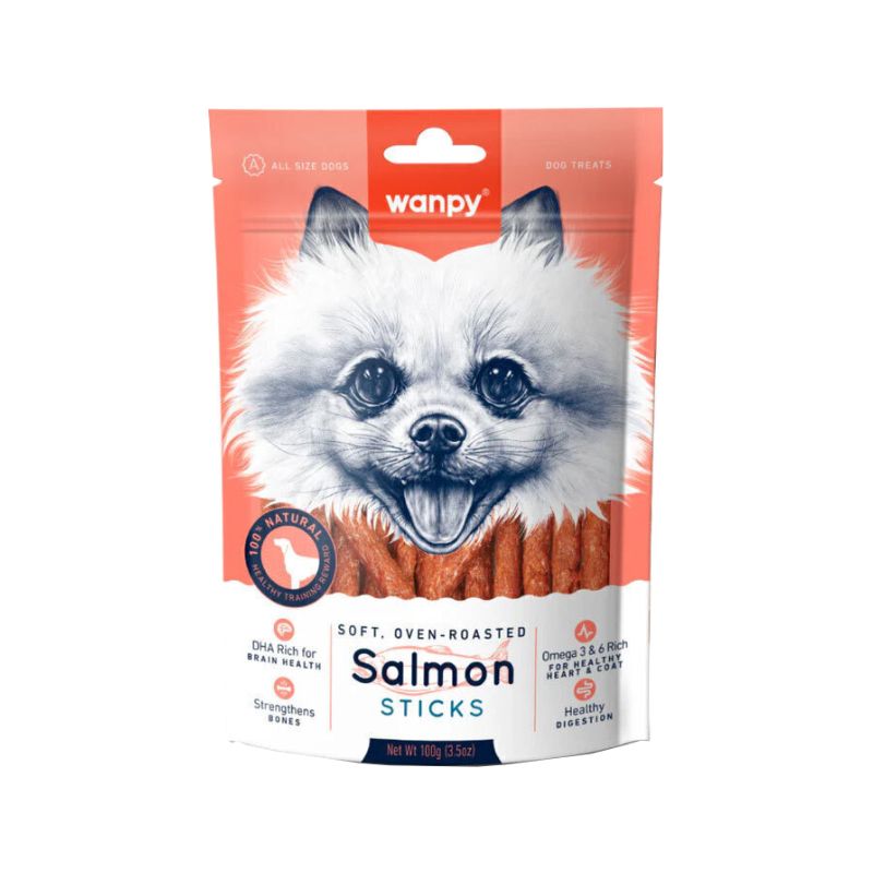 تشویقی سگ ونپی مدل salmon sticks با طعم ماهی وزن 100 گرم