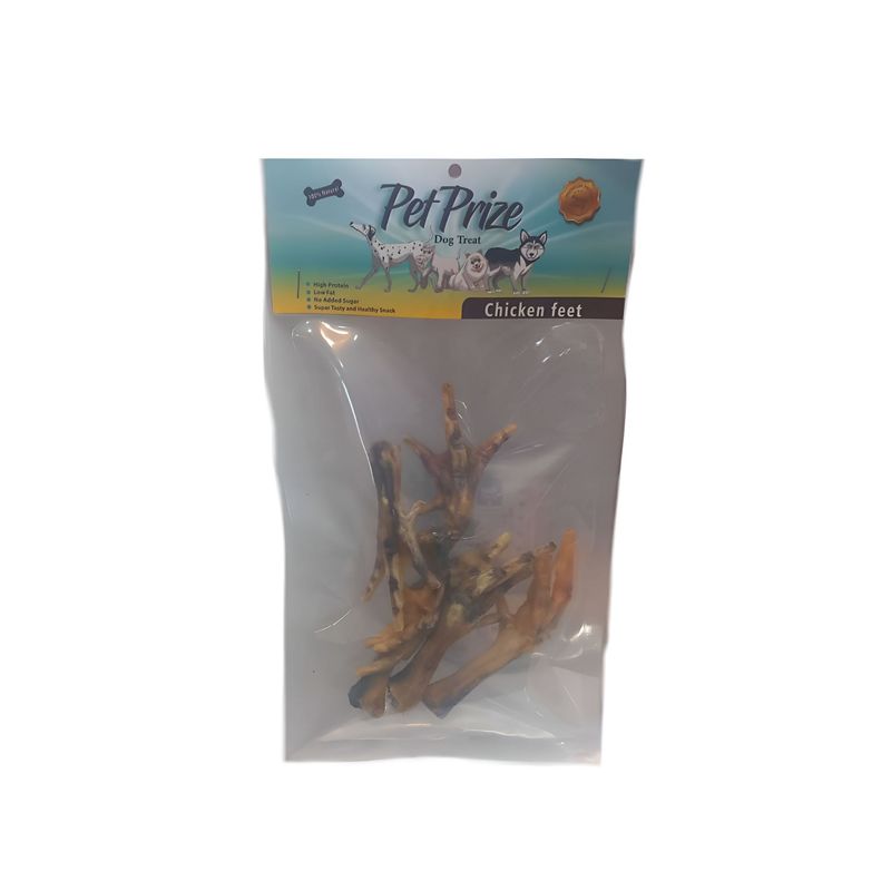 تشویقی سگ پت پرایز مدل chicken feet طعم مرغ وزن 50 گرم