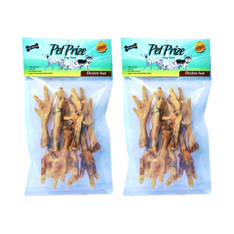 تشویقی سگ پت پرایز مدل chicken feet وزن 95 گرم بسته 2 عددی