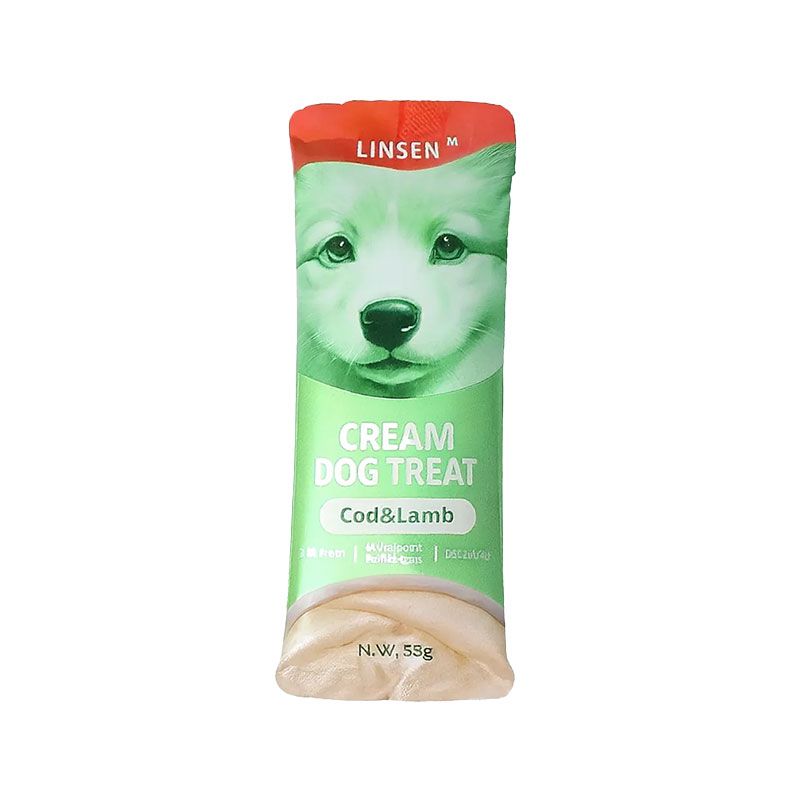 تشویقی سگ یو اس پت مدل linsen cream dog treat با طعم ماهی کاد و بره وزن 55 گرم