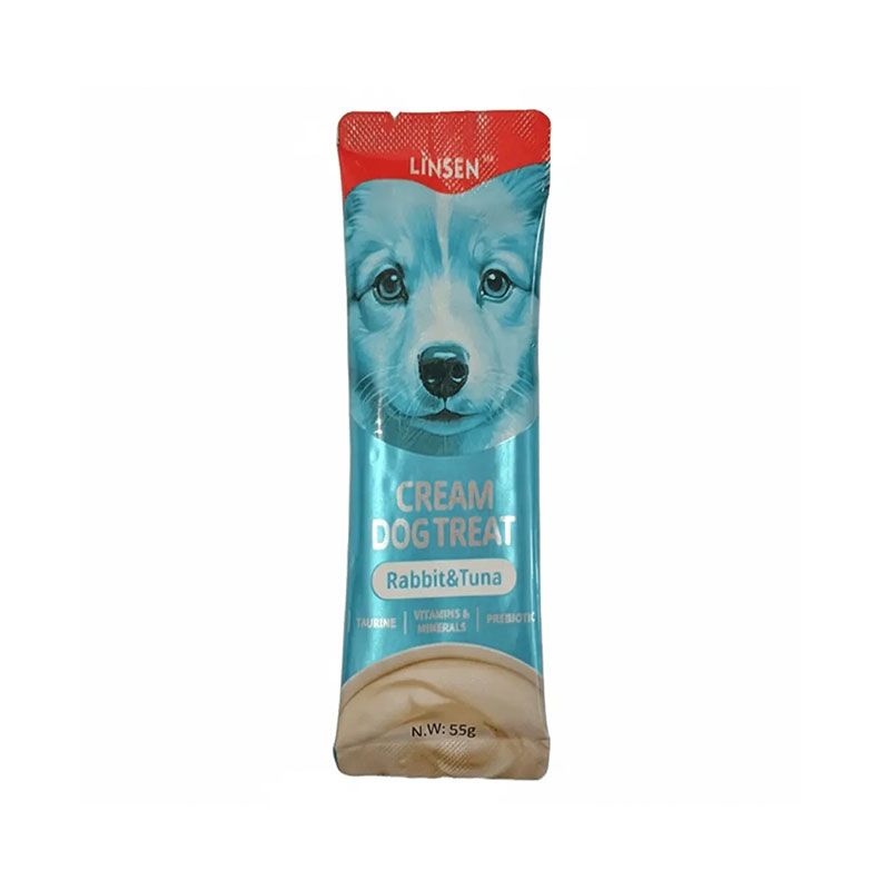 تشویقی سگ یو اس پت مدل linsen cream dog treat طعم ماهی تن و خرگوش وزن 55 گرم