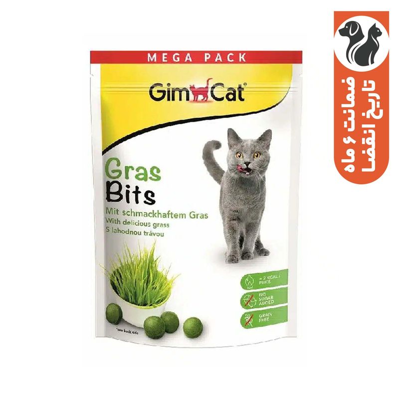 تشویقی گربه جیم کت مدل مگاپک با طعم علف گربه mega pack grasbits وزن 425 گرم