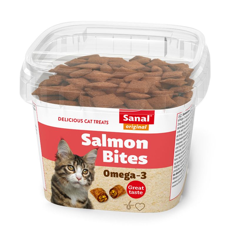 تشویقی گربه سانال مدل salmon bites وزن 75 گرم