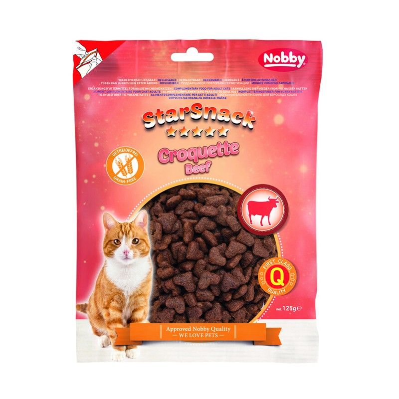 تشویقی گربه نوبی مدل starsnack croquette beef با طعم گوشت گاو وزن 125 گرم