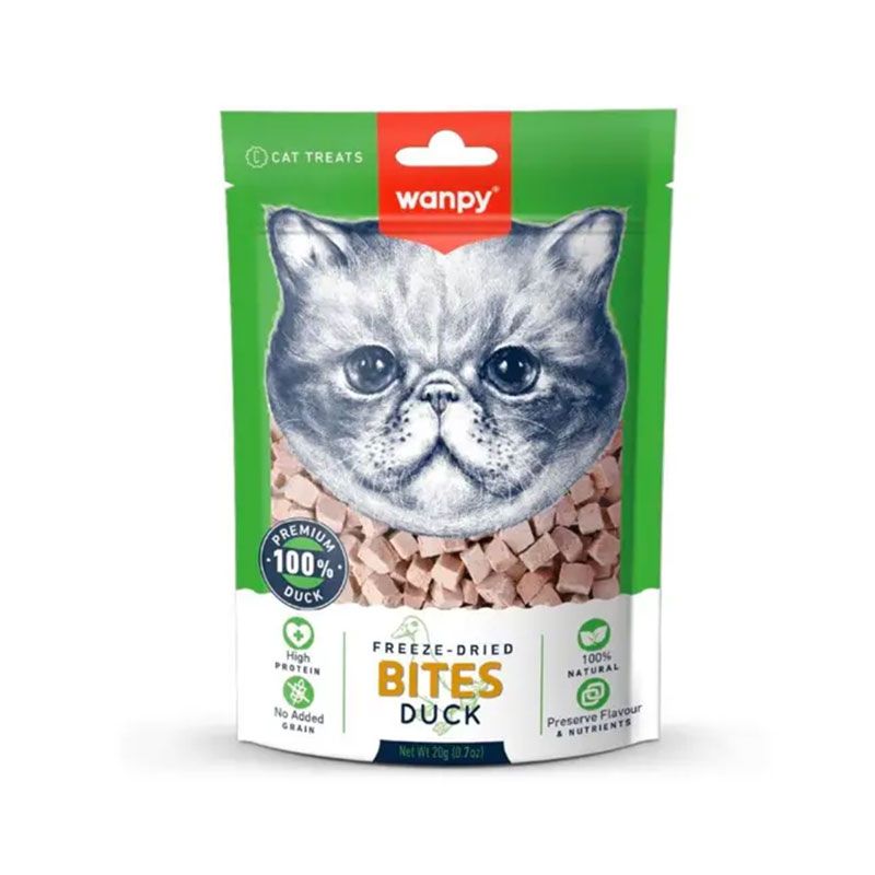 تشویقی گربه ونپی مدل freeze dried bites طعم اردک وزن 20 گرم