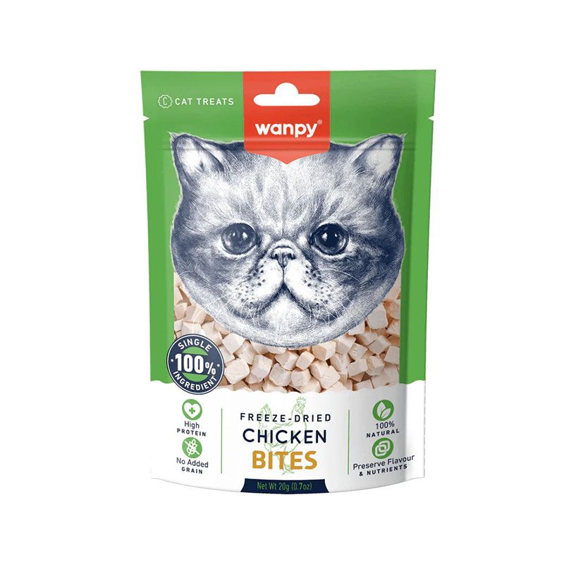 تشویقی گربه ونپی مدل freeze dried bites طعم مرغ وزن 20 گرم