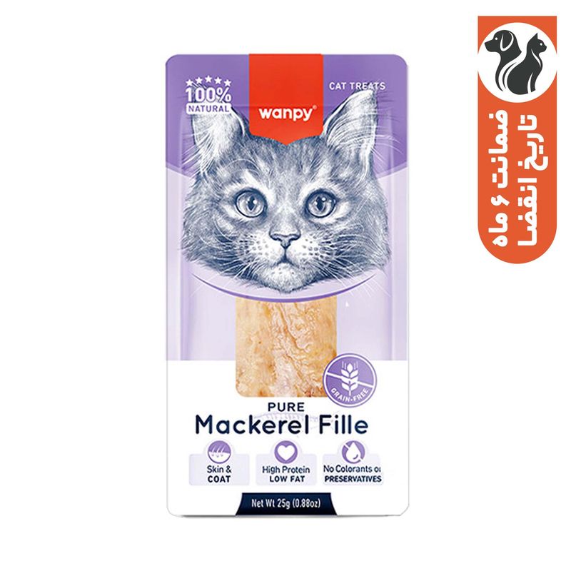 تشویقی گربه ونپی مدل mackerel fillet طعم فیله ماهی ماکرل وزن 25 گرم