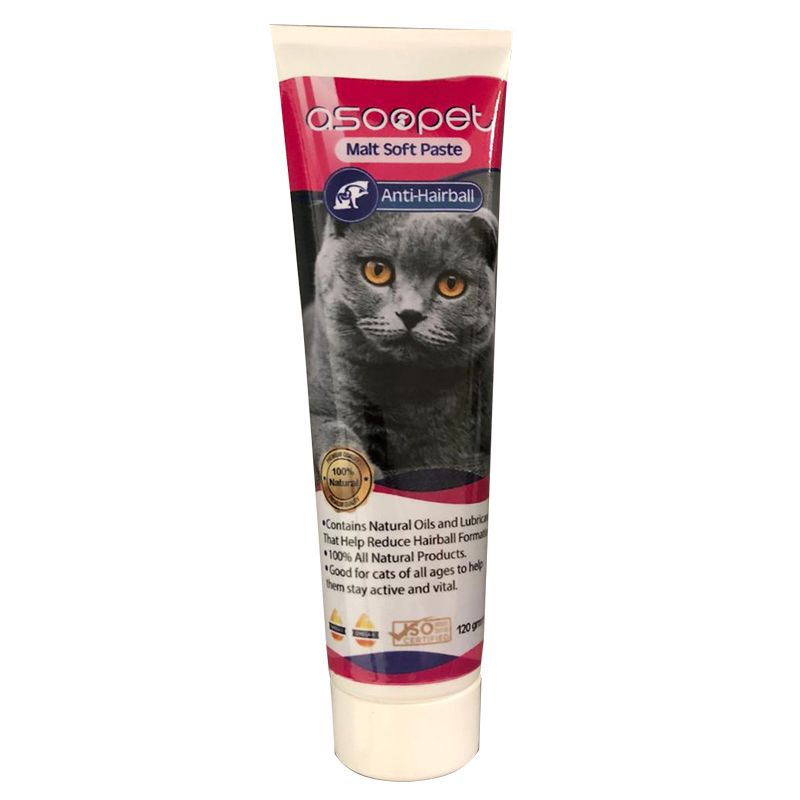 خمیر مالت گربه آسو پت مدل anti hairball وزن 120 گرم