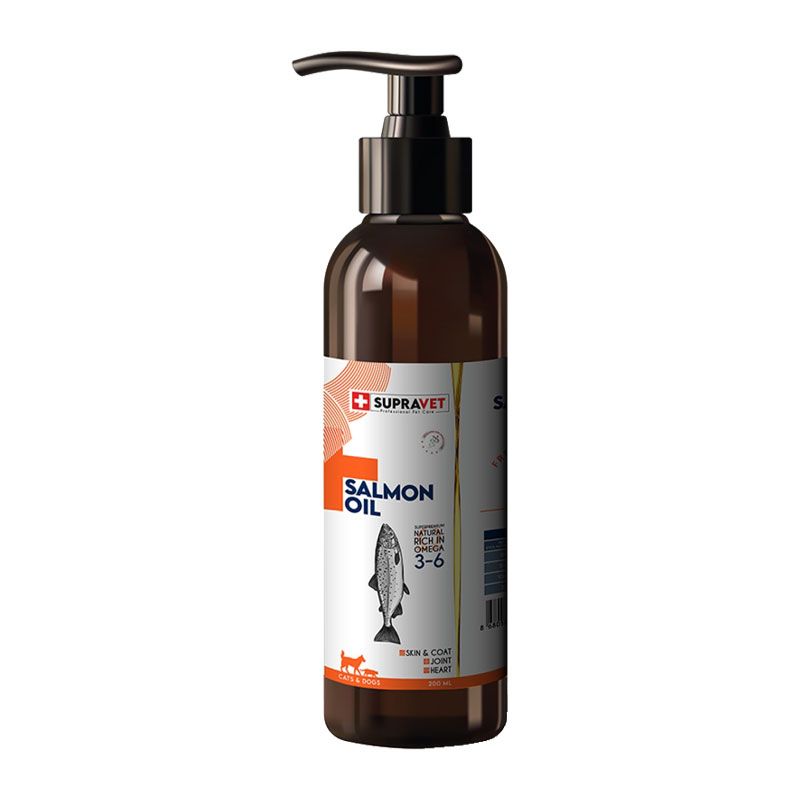روغن ماهی سالمون سگ و گربه سوپراوت مدل salmon oil حجم 200 میلی لیتر