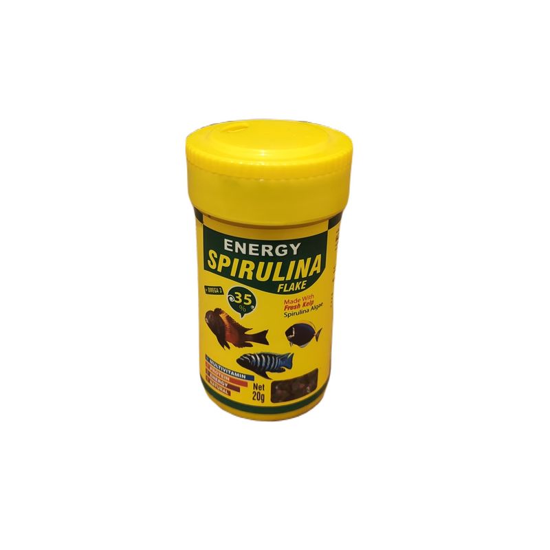 غذا آبزیان انرژی مدل spirulina flake وزن 20 گرم