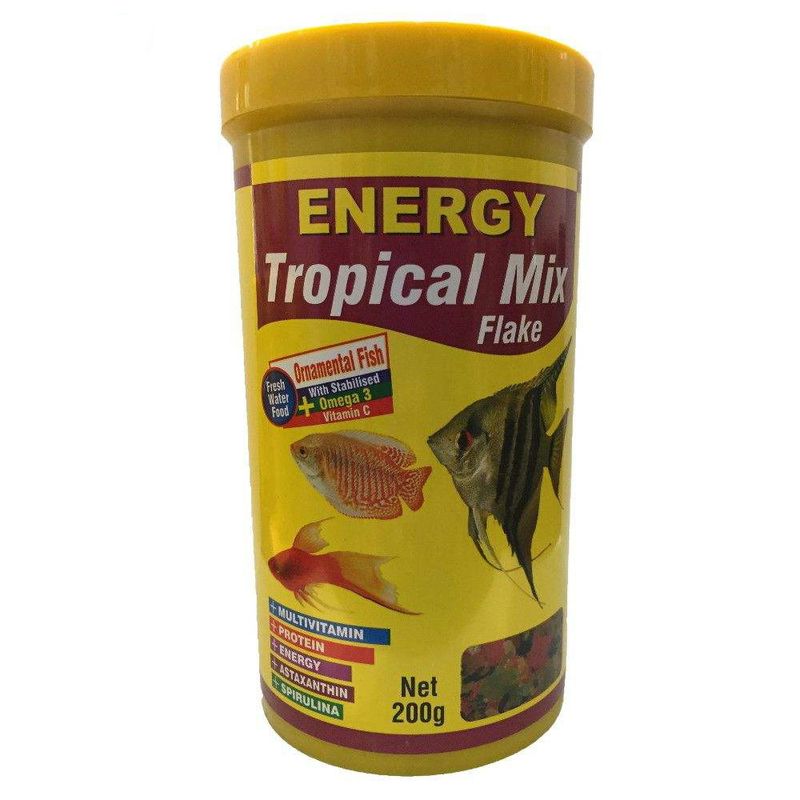 غذا آبزیان انرژی مدل tropical mix flake وزن 200 گرم